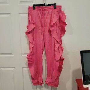 New Plus Size Highlight Ruffle Pants Fuchsia size 2x